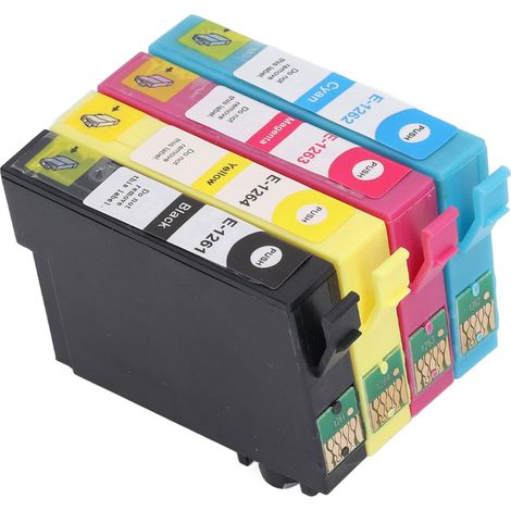 Lot de 4 cartouches d'encre T1261 T1262 T1263 T1264 en plastique PP rechange imprimante Stylus NX330 430 Workforce 520 60 435 545 630 633 635 645 840 845 WF 3520 3530 3540 7010 7510 7520 (1/5)