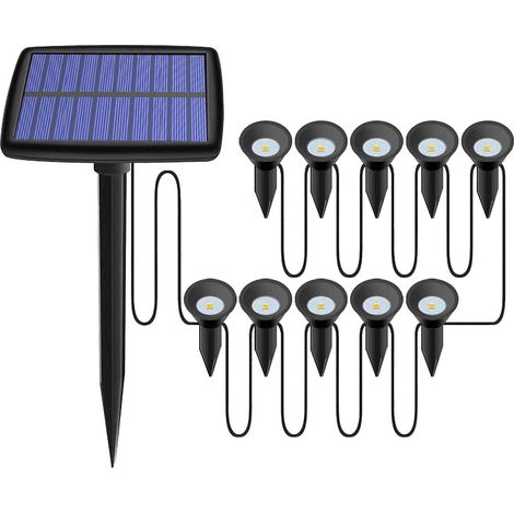 Lampes solaires de terrasse, éclairage solaire pour jardin extérieur, lot de 10 lampadaires solaires LED d'extérieur, indice de protection IP44 (1/5)