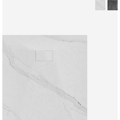 Piatto doccia quadrato filopavimento effetto marmo 90x90cm Stone MM - Bianco (1/3)