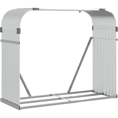 Maison Exclusive - Leñero de acero galvanizado plateado 120x45x10