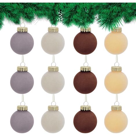 Boules de Noël en velours Boules de Noël en velours floqué Lot de boules décoratives pour sapin pour décoration d'intérieur festive, parfaites pour les hôtels, les centres commerciaux, (1/5)