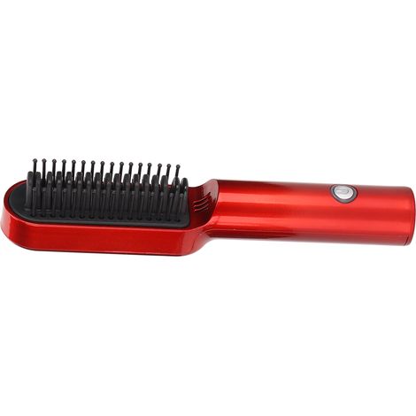 Mini lisseur à cheveux, rechargeable sans fil par USB, peigne lisseur et boucleur 2 en 1 (1/5)