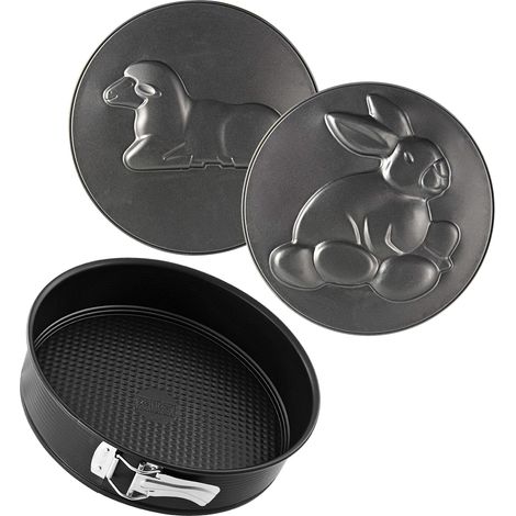 Zenker Tortiera con Fondo 3D 3 in 1, a Fondo Normale, Coniglio, Agnello, Black Metallic, Modello Creative, Ø26cm, Rivestimento Antiaderente (Colore: Nero Metallizzato), quantità: 1 Pezzo (1/5)
