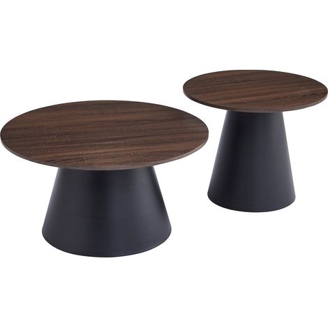 Selsey Lunnea - Set di tavolini da caffè - 80 cm - effetto noce (1/3)