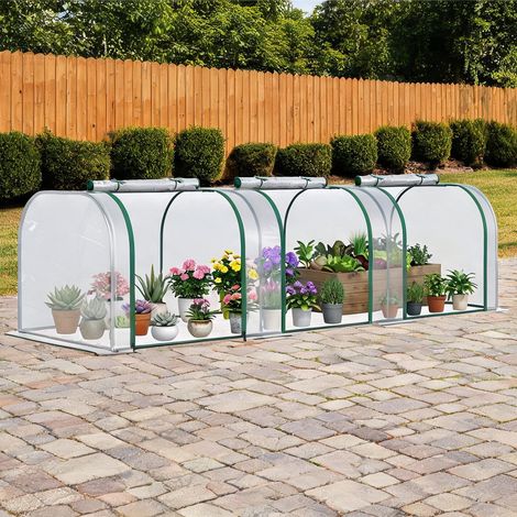 Serre de jardin transparent en acier plastique 295 x 100 x 80 cm (1/5)