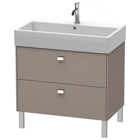 Duravit Meuble sous-lavabo Brioso sur pied 78,4 x 45,9 cm, 2 tiroirs, tiroir supérieur avec découpe pour siphon et tablier, pour lavabo Vero Air 235080, Couleur (avant/corps): Décor basalte mat, poignée chromée - BR443501043