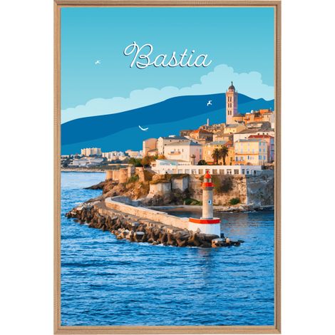 Tableau mural encadré illustration Bastia 65x97 cm (1/5)