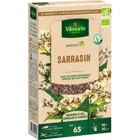 Vilmorin – Engrais vert sarrasin BIO – Croissance rapide pour sols pauvres – Empêche les mauvaises herbes – Grand modèle 1kg (1/3)