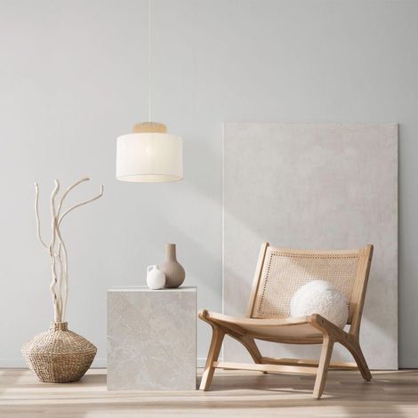 Tkkrywult Duo Weiß Juta Hängeleuchte Beige 38 cm