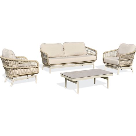 DYLIS - Set di mobili da giardino bassi per 5 persone - Greige - REMARQUABLE