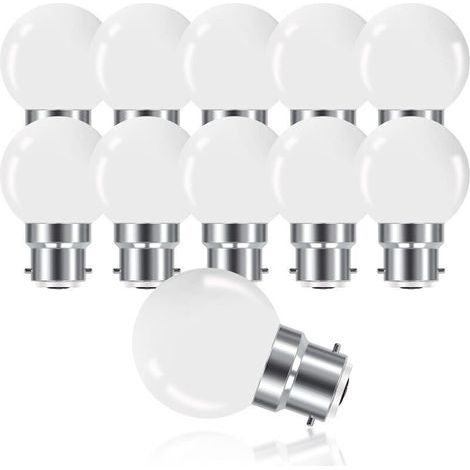 Ampoule LED à Baïonnette B22 3W,Ampoule Mini Globe Golfball B22 G45,Blanc Chaud 3000K,280LM,Non Dimmable,Lot de 10 [Classe énergétique G]. (1/4)