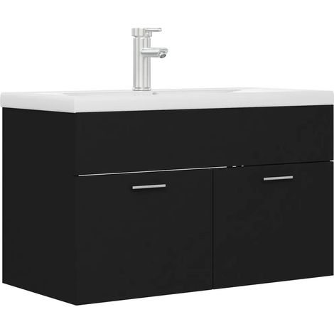 Mueble de baño moderno con lavabo integrado 80 x 38,5 x 46 cm aglomerado negro 020055084 (1/5)