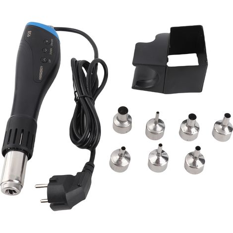 Pistolet à air chaud portable 600 W,outil de soudage portable haute puissance, avec écran LCD numérique et 7 buses, pour le soudage de composants CMS (SMD)etla réparation de circuits imprimés (SMT) (1/5)