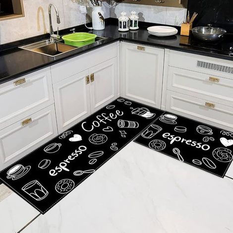 Tapis Cuisine - 40x60 cm + 40x120 cm - Antidérapant - Anti-fatigue - Microfibre - Lot de 2 (1/5)