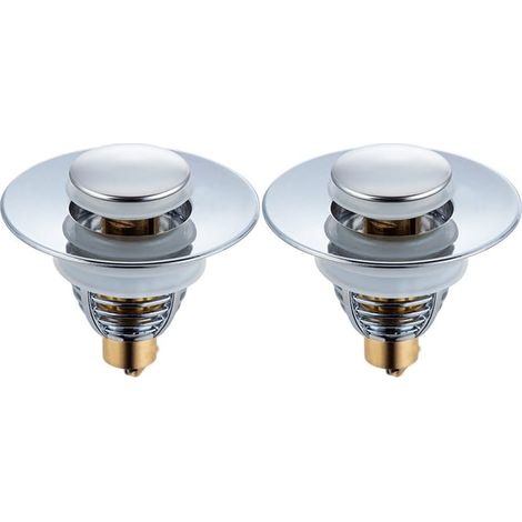 Set mit 2 universellen Druckknopf-Spülbeckenstöpseln für Badewanne, Küche und Waschbecken (32-42 mm Abflussloch)