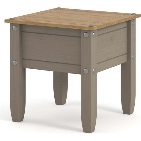 Grey Solid Pine Wood Lamp End Side Table Rectangular Coffee Bedroom Furniture (1/3)