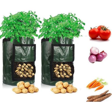 KLVGTIFS PU - Trois sacs de culture non tissés de 7 gallons avec poignées et rabats pour la culture de pommes de terre, de tomates et de fleurs (1/5)