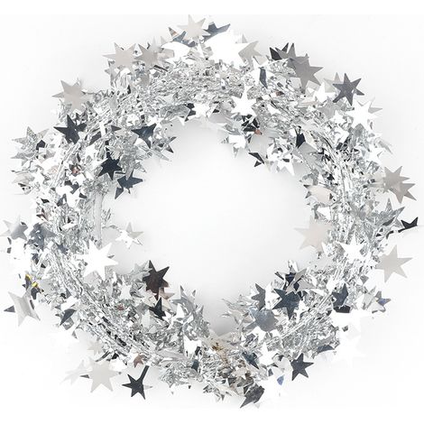 7,5 m lange silberne Girlande, verschiedene Farben, zur Dekoration des Weihnachtsbaums (silber) (1/5)
