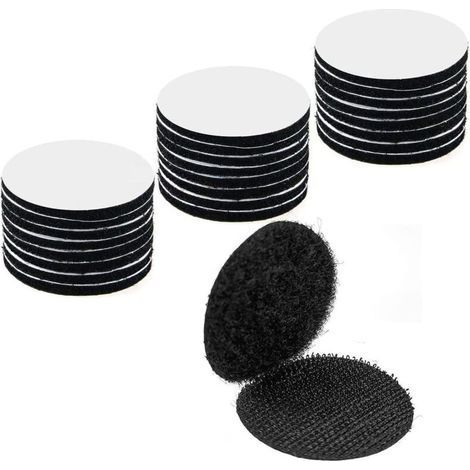 30Pièces Noir Scratch Autocollant Double Face,Bande Auto-Adhésif, Adhesif Double Face Extra Fort, Rond (5 x 5cm) (1/4)