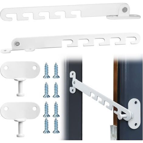 Juego de 2 limitadores de apertura para ventanas abatibles con tornillos, limitador de apertura para ventanas. (1/5)
