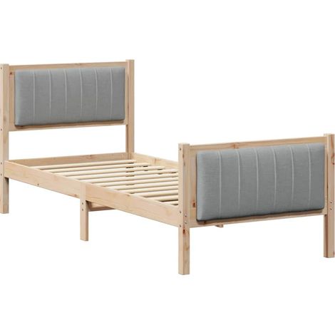 Estructura de cama con cabecera Marrón y gris claro 75 x 190 cm vidaXL (1/5)
