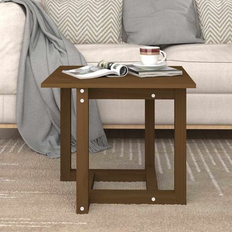 Table basse Table d'appoint pour Salon Chambre - Marron miel 50x50x45 cm Bois massif de pin BV237683 - BonneVie (1/5)
