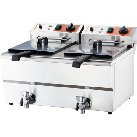 Friteuse électrique avec robinet, double compartiment, Caterina, V 2x8 l, P 2x3 kW - Stalgast (1/5)
