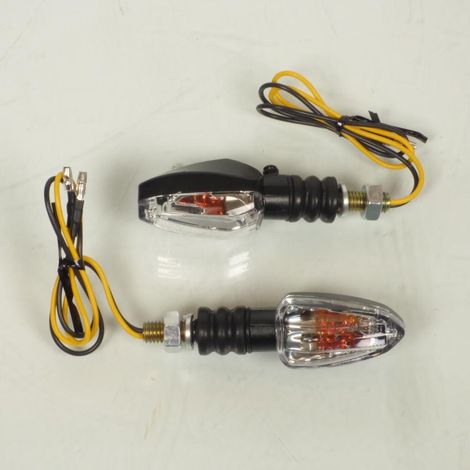 Paire de mini clignotant noir homologué ampoule OPM 12V pour moto (1/5)