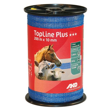 Ruban e'lectrique bleu 5 fils h 10 mm longueur 200 me'tres pour clotures e'lectriques pour animaux