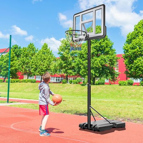 10ft Portable Basketball Hoop and Stand,Basketball Set with 44" Backboard,Height Adjustable 2.3M-3.05M for Children/Adults,White (1/5)
