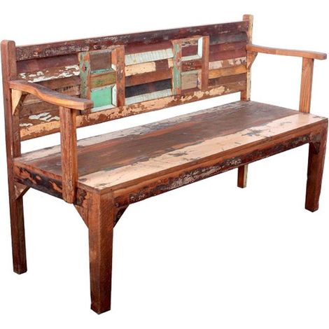 NATURE OF SPIRIT #75 Panca in legno riciclato - laccato / multicolore 160x55x90 (1/4)