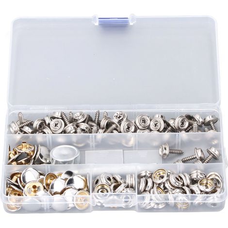 Kit de boutons-pression en toile, 150 pièces, outil en acier inoxydable, boutons-pression pour bateau, vis pour couvertures, bâches, tentes, auvents. (1/5)