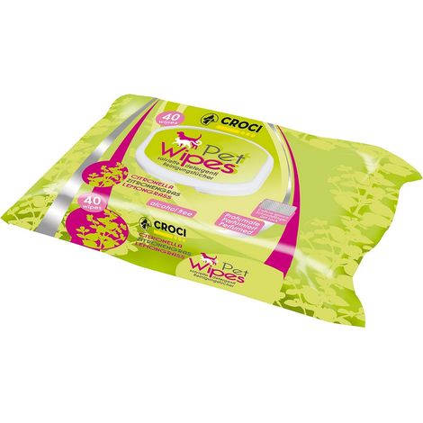 Toallitas humedas mascotas xl aroma citronela 30 x 20 cm, 40 uds