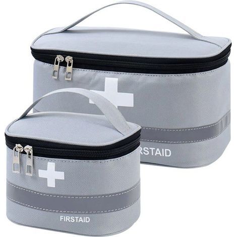 Lot de 2 trousses de premiers secours, sacs à médicaments vides, trousse de premiers secours, sacs médicaux portables gris(B)-Ywey (1/5)