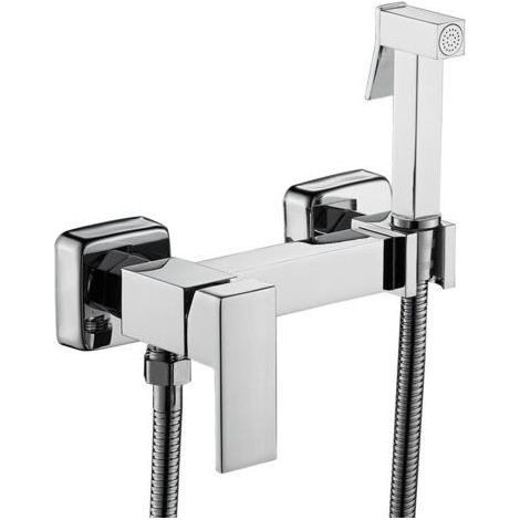 Douchette WC bidet, ensemble douchette murale, kit douchette bidet en cuivre chaud et froid, argent