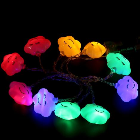 Guirlande Lumineuse Nuage - 10 Led Multicolore - Fonctionnement Sur Pile - Decoration Interieur Mariage Fete - 1.5M (1/3)