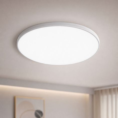 Lámpara de techo LED impermeable de 24 W, 30 cm de diámetro, ultrafina de 2 cm. Luz de espectro completo Ra97, luz antiazul, regulador de intensidad de 3 colores. Ideal para dormitorios y baños. (1/4)