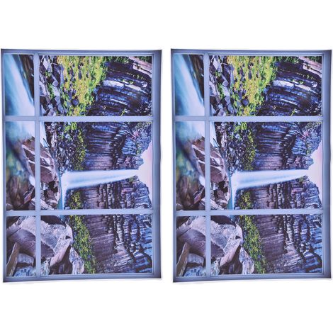 Stickers muraux effet fenêtre, peinture de paysage, image de cascade en 3D pour salon, hôtel ou salle de bain (1/5)