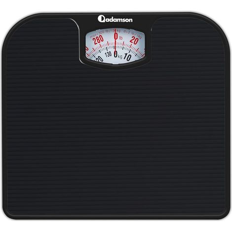 Pèse-Personne Mécanique - Jusqu'à 136 kg - Surface Antidérapante Caoutchouc Texturé, Aucune Pile Requise, à Calibrer Avant Utilisation - Noir Intégral (1/5)