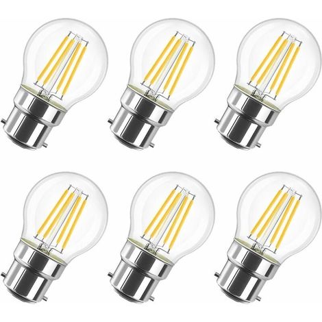 4W Ampoule LED Filament à Bayonnate G45 B22, 2700K Blanc Chaud, 470Lm, Ampoule Vintage, Non-dimmable, Lot de 6 [Classe énergétique E] (1/5)
