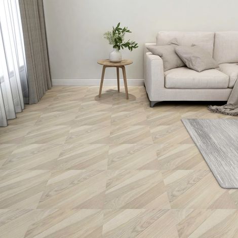 Dalles de plancher autoadhésives 55 pcs PVC 5,11 m² beige rayé vidaXL