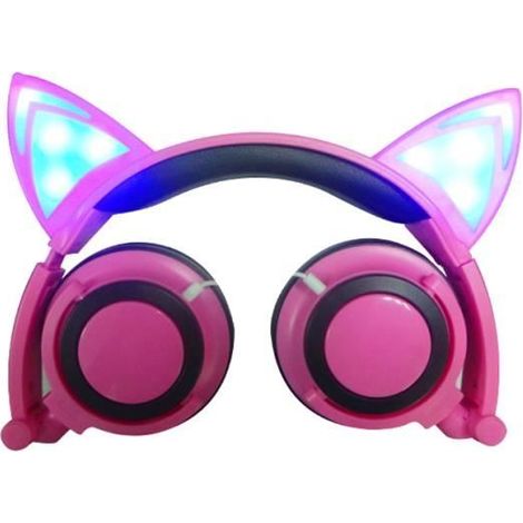 Casque de Musique Pliable avec Oreilles de Chat et LED pour Ordinateur PC Téléphone - Créatif et Stéréo (1/4)