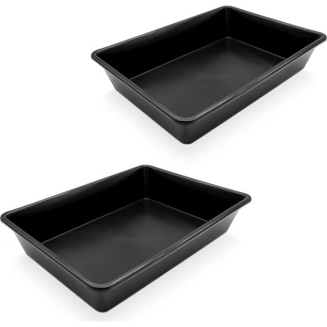 Allzweck Kunststoff Wanne schwarz 60 x 40 cm - 2er Set - Multifunktions Schale 20 Liter rechteckig