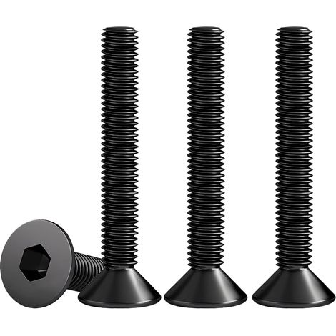 Packung mit 25 Senkkopfschrauben M6 x 50 mm mit Innensechskant, schwarz, aus Edelstahl V2A, VA A2, DIN 7991 / ISO 10642, durchgehend metrisches Gewinde (1/5)