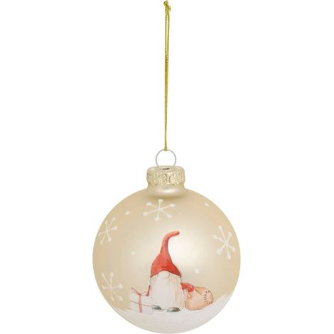 Palla di vetro per gnomi d.8cm oro e bianco - Atmosphera créateur d'intérieur