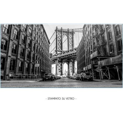 Lupia Quadro Moderno Stampa su Vetro Temperato GLASS MANHATTAN BRIDGE CARS - BLACK Alta Definizione e Lucentezza di Colori  Design Elegante per Soggiorno, Camera, Ufficio 73x139 cm (1/4)