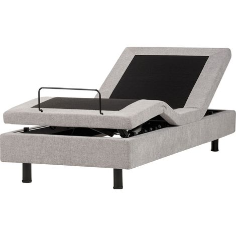 Letto elettrico singolo tessuto grigio chiaro regolabile con telecomando senza testiera 90x200 cm Duke II