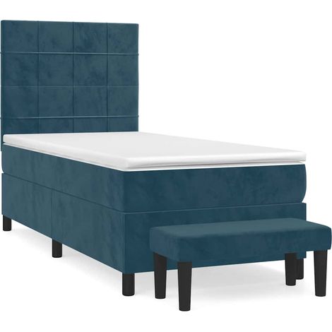 Maison Exclusive - Giroletto a Molle con Materasso Blu Scuro 100x200 cm in Velluto