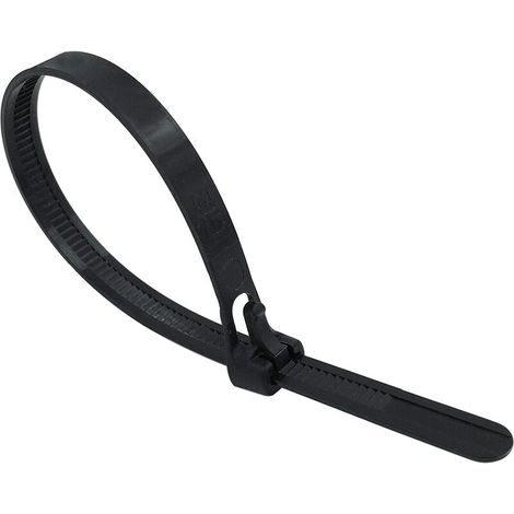 Collier de Serrage Réutilisable Plastique, 5 mm x 200mm, Attache Câble Réutilisables, Serre Câbles Nylon, Colliers Serre-Cable 150mm, Noir, Lot de 100 Pièces (1/5)
