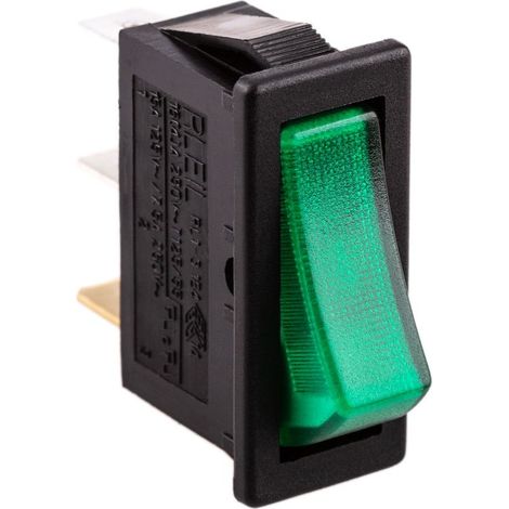 BeMatik - Interrupteur à bascule vert lumineux SPST 3 broches (1/5)